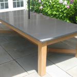 Teak and blue stone outdoor table